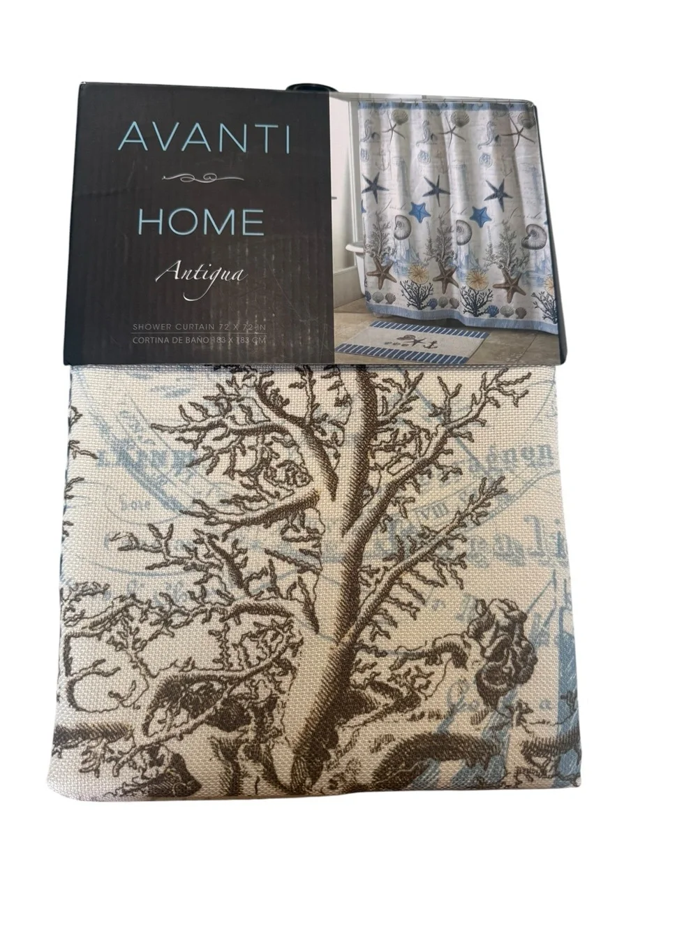 Avanti Home Antigua Coastal Starfish Shower Curtain 72x72 New